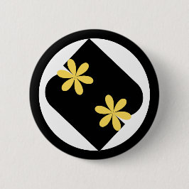 Yellow and Black Daisy Flower Round Button Knapp