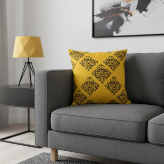 Yellow and Black Decorative Sofa Pillow Kudde