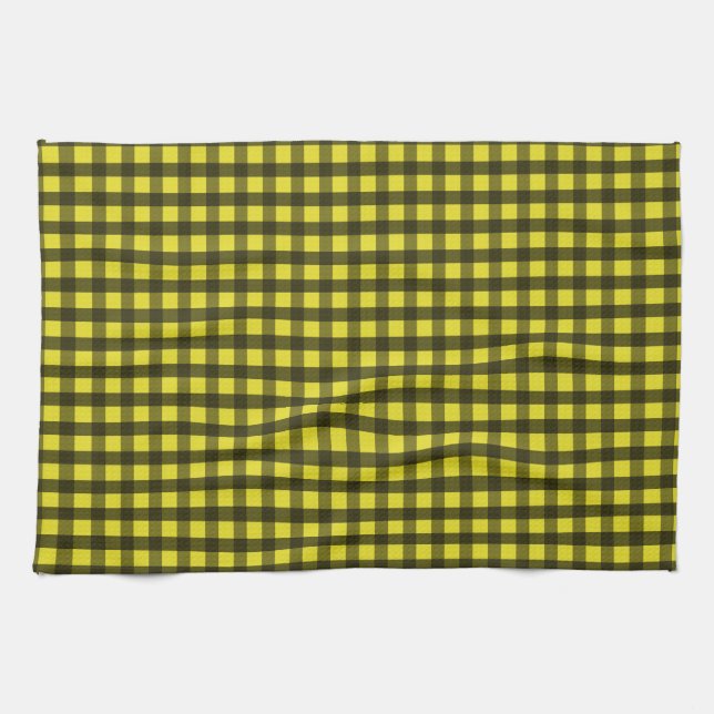 Yellow and Black Guingham Kökshandduk (Horisontell)