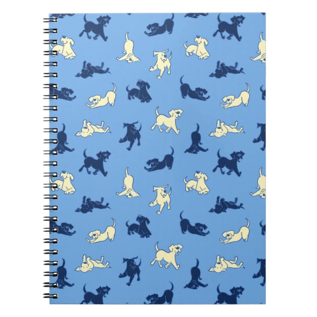 Yellow and Black Lab Puppies Blue Plain Notebook Anteckningsbok (Framsidan)