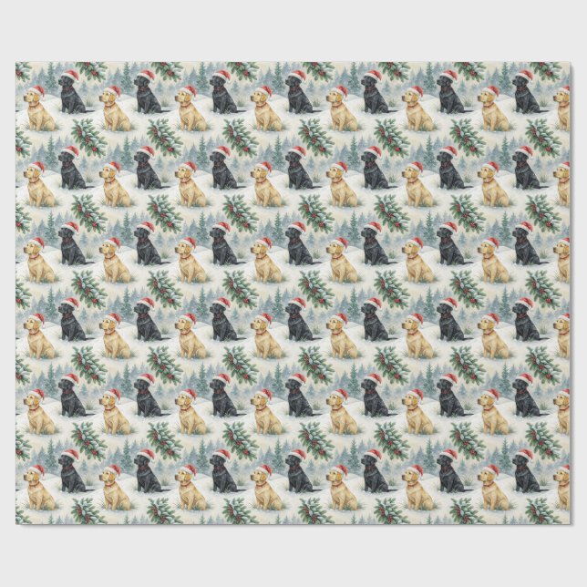 Yellow and Black Labrador Christmas Wrapping Paper Presentpapper (Platt)