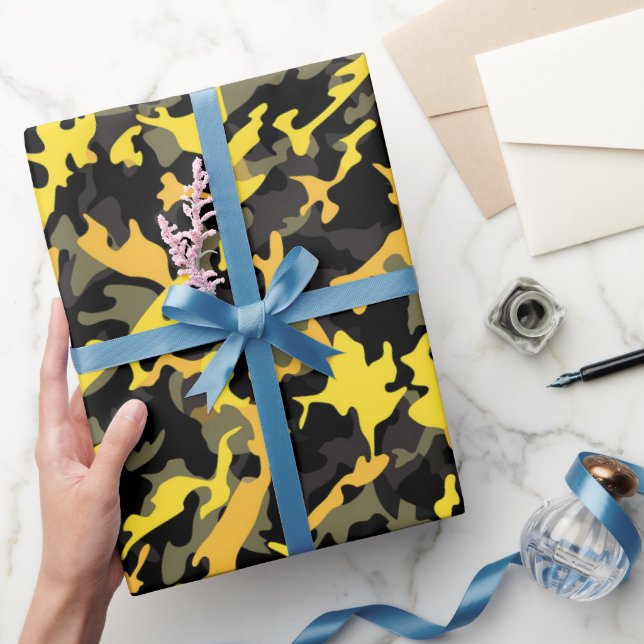 Yellow and Black Military Wrapping Paper Presentpapper (Gifting)
