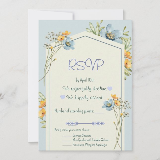 Yellow And Blue Wildflowers Geometric RSVP Card Inbjudningar (Framsida)