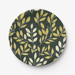 Yellow and Cream Leafy Branches Pattern 
