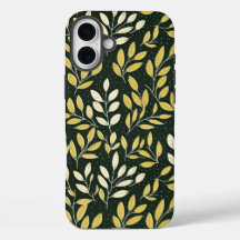 Yellow and Cream Leafy Branches Pattern 