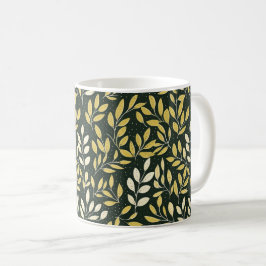 Yellow and Cream Leafy Branches Pattern  Kaffemugg