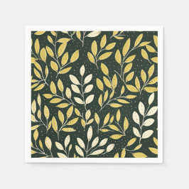 Yellow and Cream Leafy Branches Pattern  Pappersservett