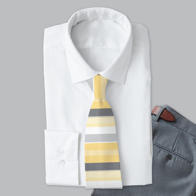 Yellow and Gray Horizontal Stripes Neck Tie Slips (Skapare uppladdad)