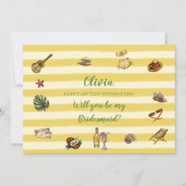 Yellow and Green Summer Bridesmaid Proposal Card Inbjudningar