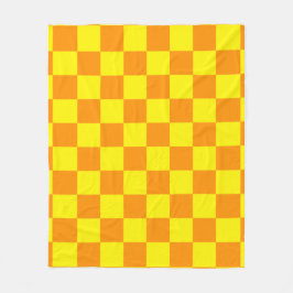 Yellow and Orange Checkered Square Pattern Throw P Fleecefilt