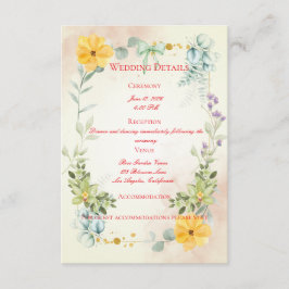 Yellow and Pink Floral Wedding Enclosure Card Tilläggskort
