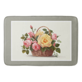 Yellow And Pink Roses Bath Mat Badrumsmatta