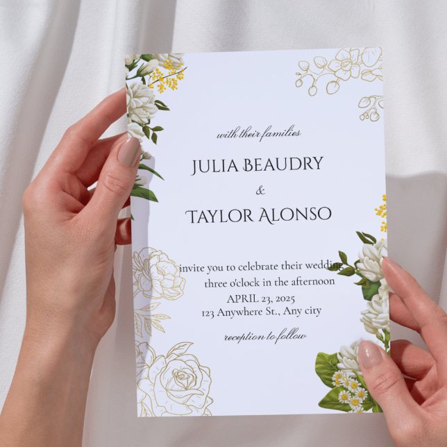 Yellow and White Floral Invitation | Soft Elegant  Inbjudningar (Skapare uppladdad)