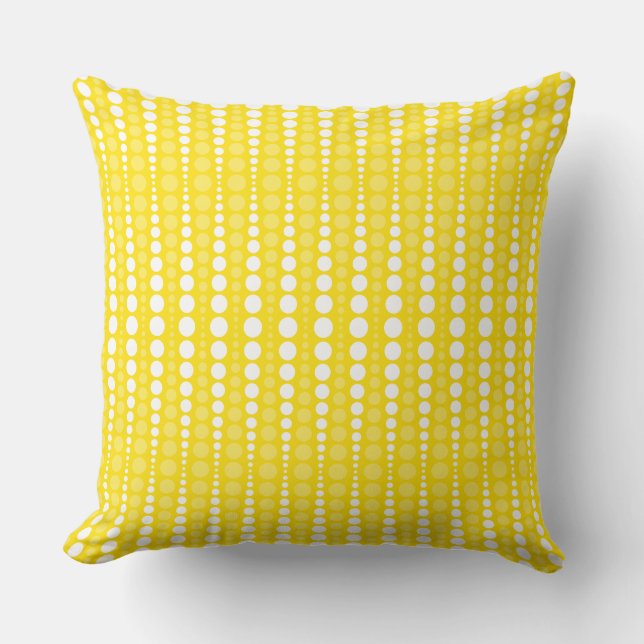 Yellow and White Polka dot Throw Pillow Kudde (Framsida)