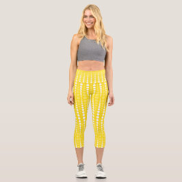 Yellow and Yellow Polka dot High Waisted Capris