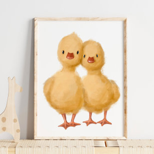 Yellow Baby Chicks Print   Baby Chicks Watercolor Poster
