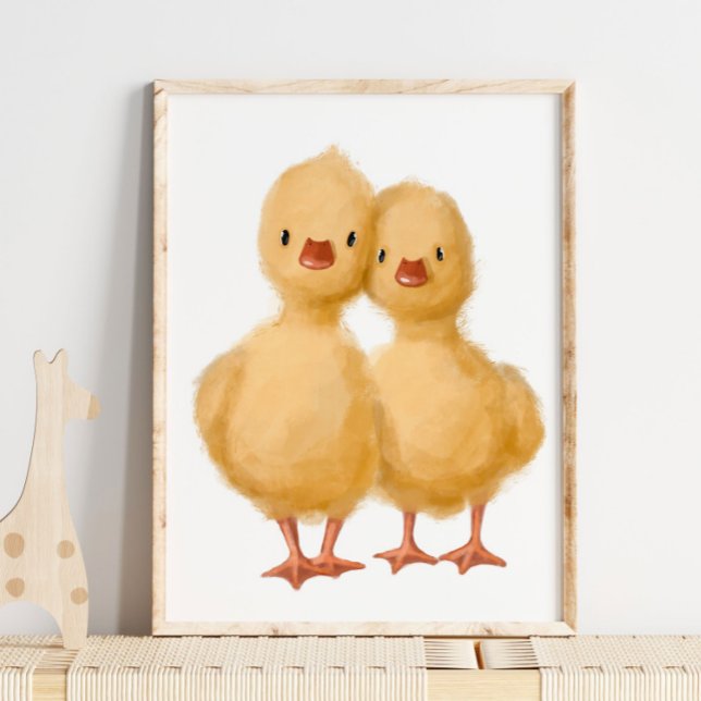 Yellow Baby Chicks Print | Baby Chicks Watercolor Poster (Skapare uppladdad)