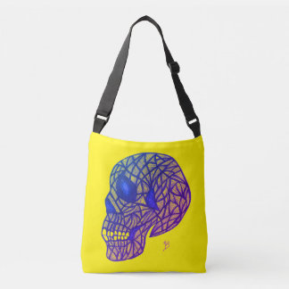 Yellow Bag With Purple Skull - Crossbody or Tote Axelväska