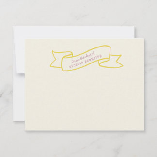 Yellow Banner Violet Purple Personalized Name Anteckningskort