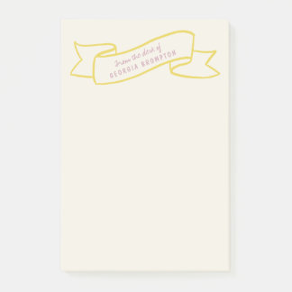 Yellow Banner Violet Purple Personalized Name Post-it Block