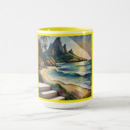 Yellow Beach Sunset Mug Mugg