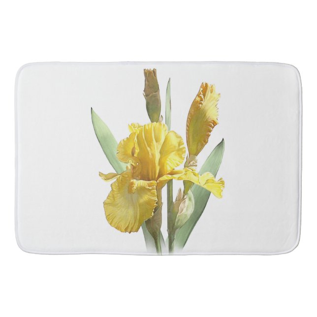 Yellow Bearded Iris Flower Botanical Design Badrumsmatta (Framsidan)