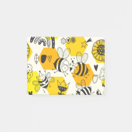 Yellow Bee and Rainbow Design Post-it Block