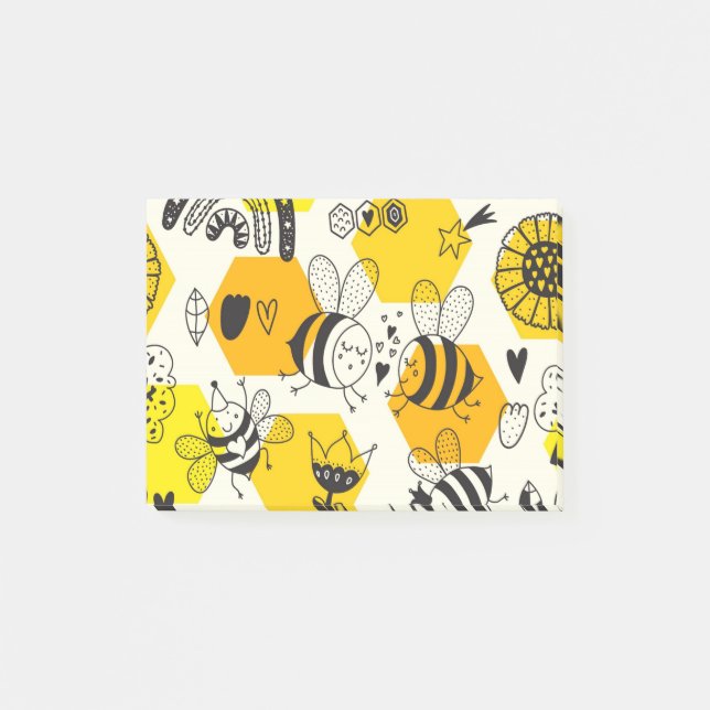 Yellow Bee and Rainbow Design Post-it Block (Framsida)
