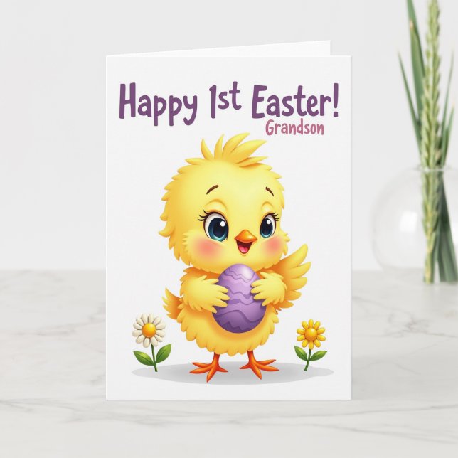 Yellow Bird Easter Grandson Card Kort (Framsida)