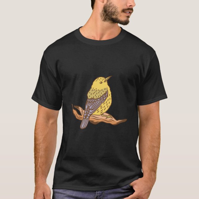 Yellow Bird Motif For Children T Shirt (Framsida)