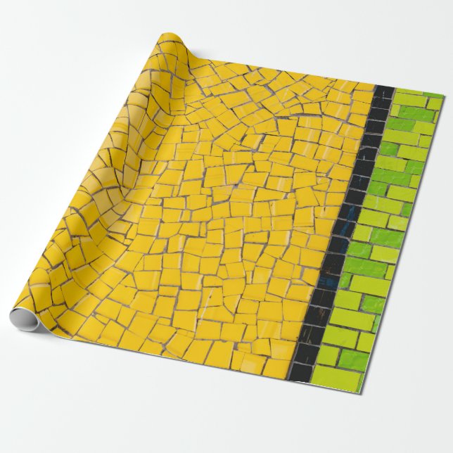Yellow, black, and green brick wall planning presentpapper (Utrullad)