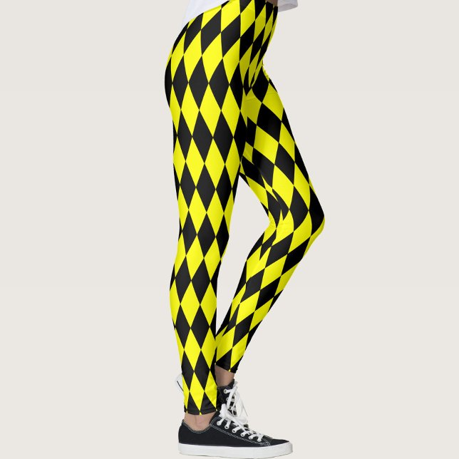 Yellow Black Harlequin Diamonds Checkers Design  Leggings (Skapare uppladdad)