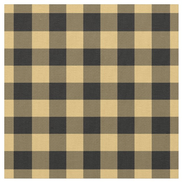 Yellow & Black Plaid Gingham Tyg (Närbild)