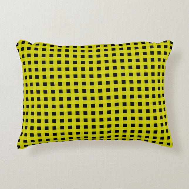 Yellow Black Weave Pattern Prydnadskudde (Framsidan)