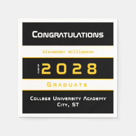 Yellow Black White Congratulations Graduation  Pappersservett