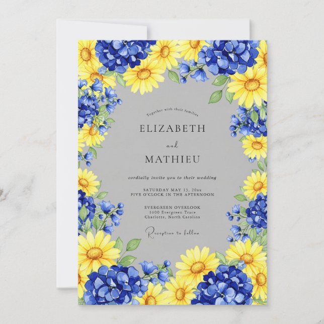 Yellow Blissful Country Wedding Inbjudningar (Framsida)