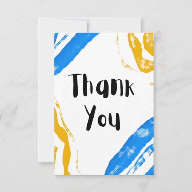 Yellow & Blue Flat Thank You Card Tack Kort (Framsida)