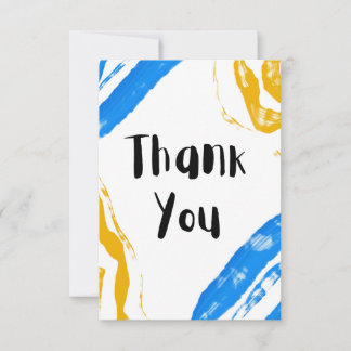 Yellow & Blue Flat Thank You Card Tack Kort