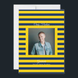Yellow Blue Preppy High School Photo Grad Cards Meddelande<br><div class="desc">Part of Grad Collection - Add your custom matching envelope, stickers, and more Announce your graduate’s achievement with this retro and preppy graduation announcement card. Featuring a modern photo layout and clean typography, this design is perfect for high school graduates celebrating the Class of 2026. Fully customizable with your own...</div>
