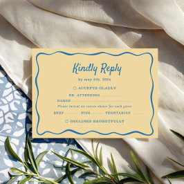 Yellow & Blue Striped Wedding OSA Kort