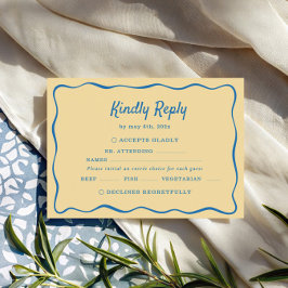 Yellow & Blue Striped Wedding OSA Kort