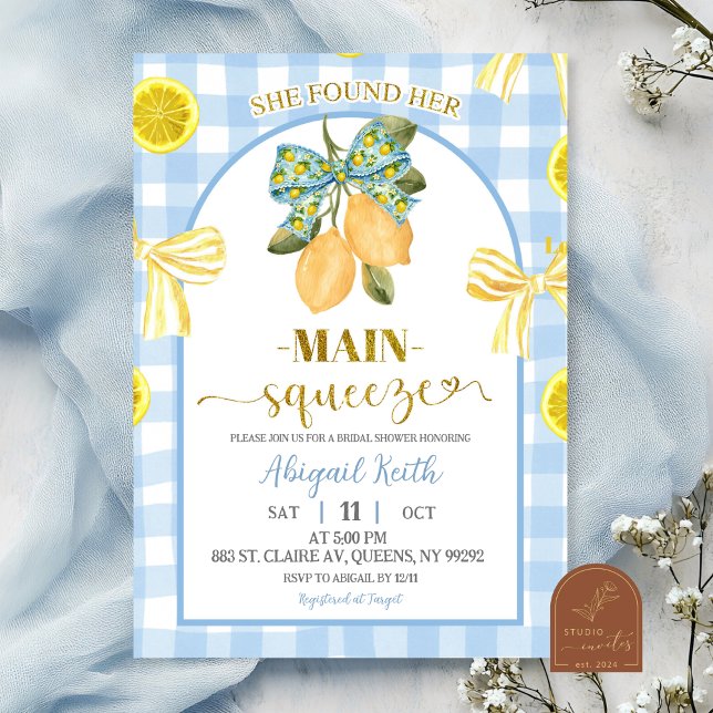 Yellow Bow Lemon Bridal Shower Invitation Inbjudningar (Skapare uppladdad)