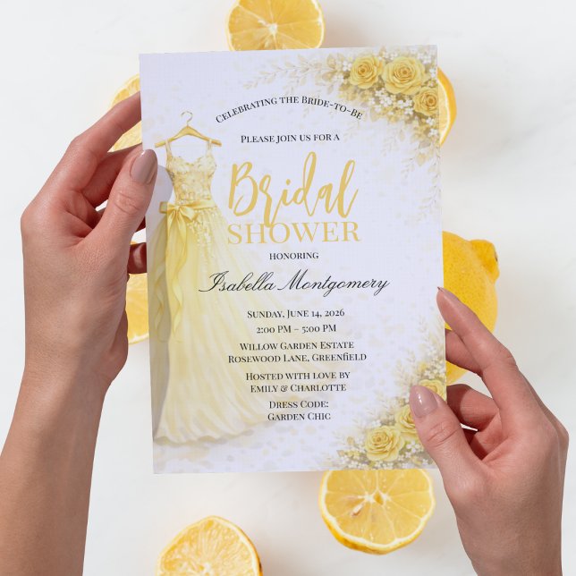 Yellow Bridesmaid Dress Bridal Shower Inbjudningar (Yellow Bridesmaid Dress Bridal Shower Invitations
)