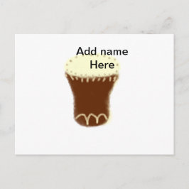 Yellow brown drum watercolor add name hand-drawn s helg vykort