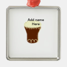 Yellow brown drum watercolor add name hand-drawn s julgransprydnad metall