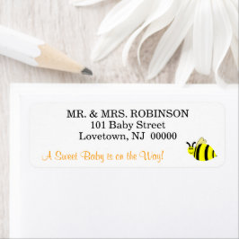 Yellow Bumble Bee Sweet Baby Returadress Etikett