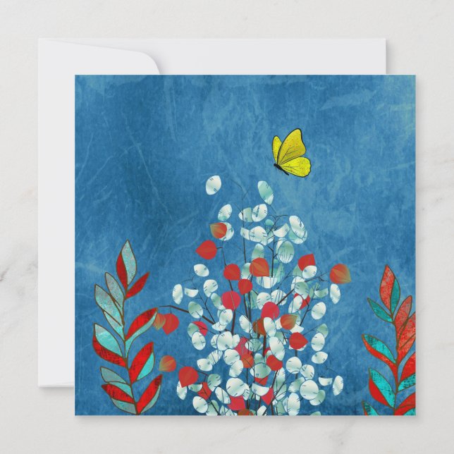 Yellow Butterfly Inbjudningar (Baksida)