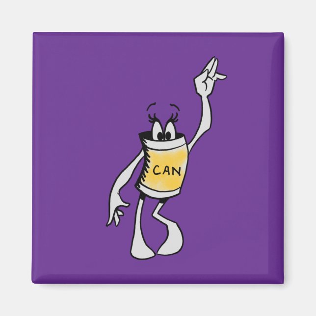 Yellow Can Creature Square Magnet (Framsidan)