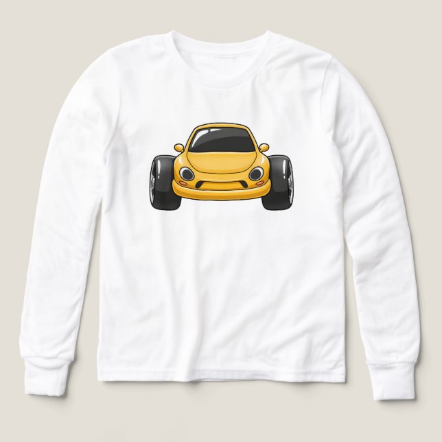 Yellow Cartoon Car  T Shirt (Design framsida)