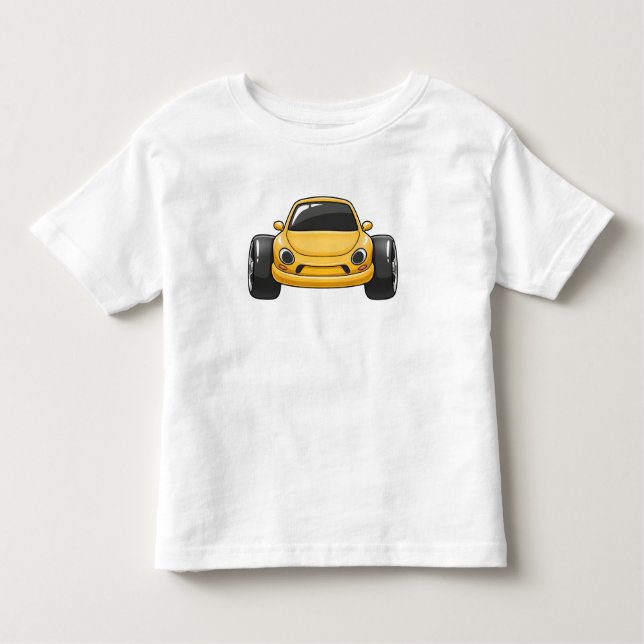 Yellow Cartoon Car  T Shirt (Framsida)